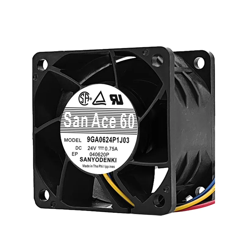 

SANYO DENKI 9GA0624P1J03 DC 24V 0.75A 60x60x38mm 4-Wire Case Cooling Fan