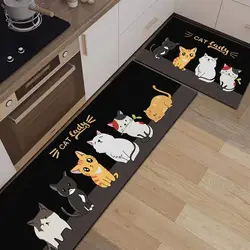 Alfombra antideslizante con patrón de gato para sala de estar, felpudo para puerta de entrada del Hogar, pasillo, baño, cocina