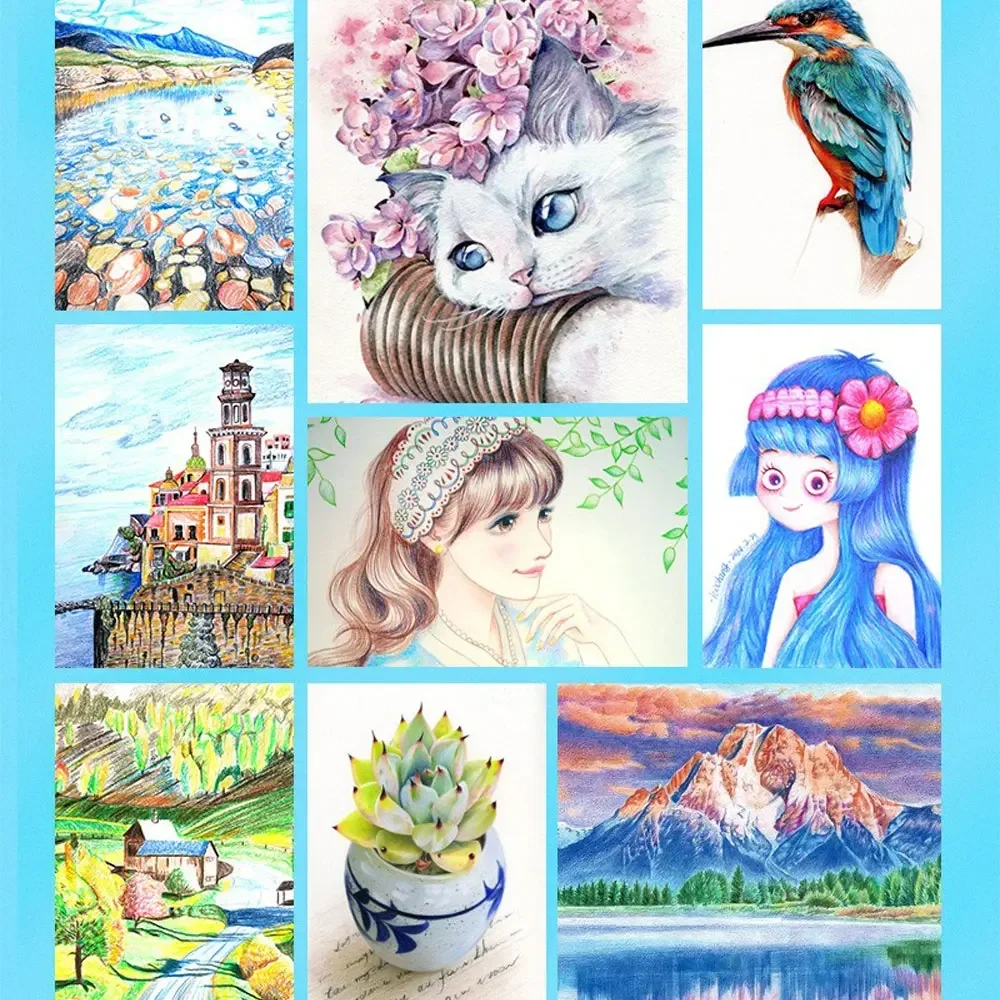 12-48 لون مجموعة أقلام رصاص ملونة HB مثلث حامل قلم لوازم فنية أقلام رسم احترافية اللوازم المدرسية القرطاسية