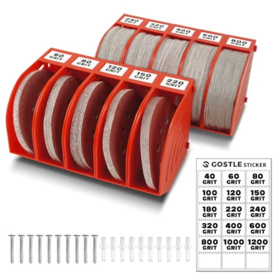 5 Inch Profional Sanding Discs Storage - Set for Efficient Organization, Offset Snap-On Connection, Grit Classification, Space-