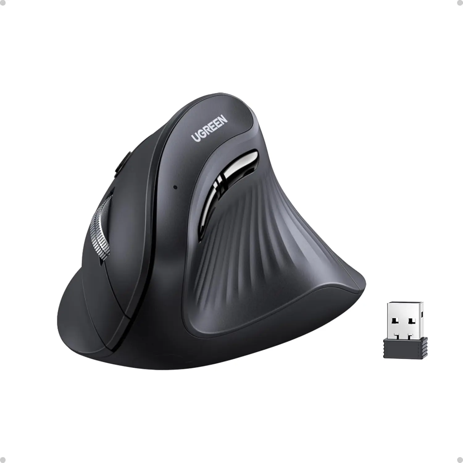 

UGREEN Vertical Wireless (Bluetooth 5.0+2.4G) Ergonomic Mouse with 5 Buttons, 1000/1600/2000/4000 DPI, Prevention of Mouse Arm