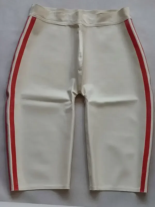 

Pure Latex Gummi Handmade Cosplay Shorts Sports Underwear Red Stripes Masquerade Party