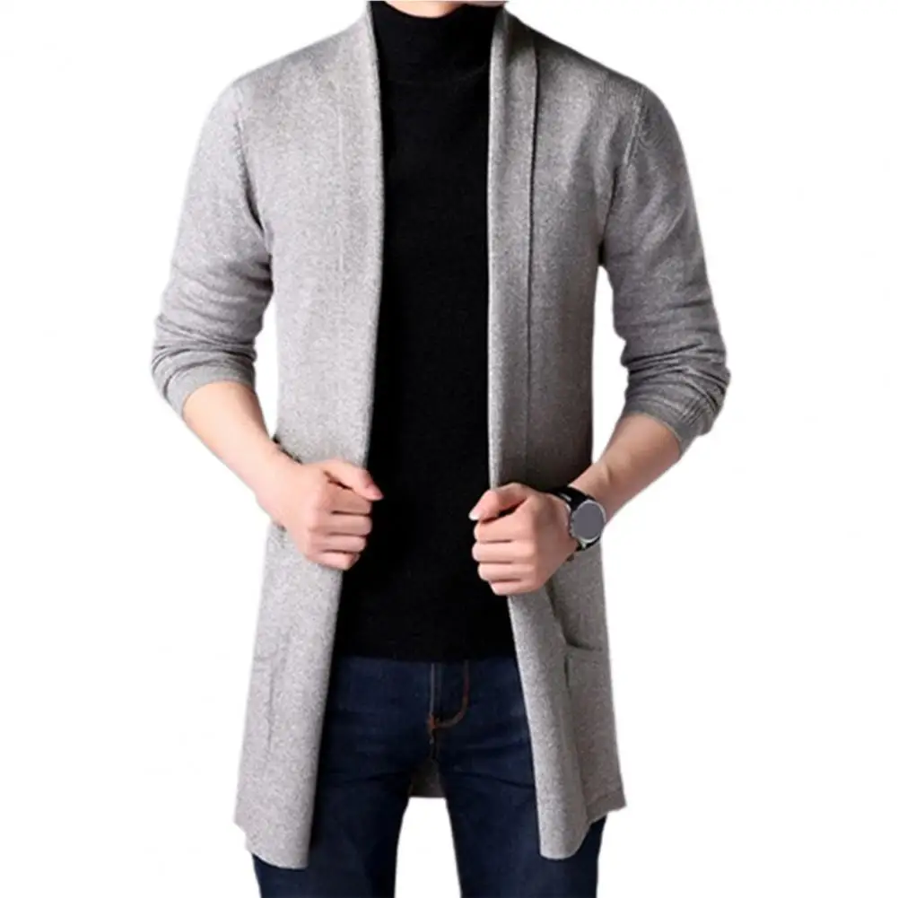 New 2024 Spring Autumn Men's Sweater Coats Cardigans Slim Fit Long Solid Knitted Jacket Male Casual Sweater Cardigan Coats M-3XL