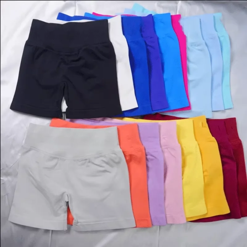 Summer High Waisted Yoga Shorts Fashionable and Sexy Running Fitness Pants Solid Color Yoga Leggings Customizable labels