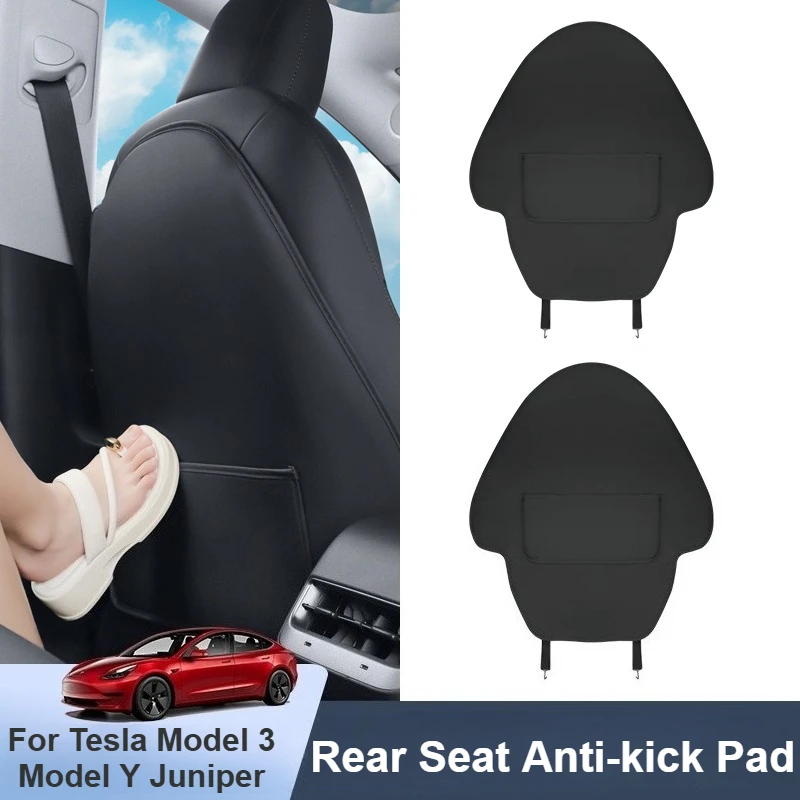 

For Tesla Model 3 Model Y Juniper Seat Kick Pads Rear Backrest Protective Cushion Leather Back Chair Back Mat Car Accessories