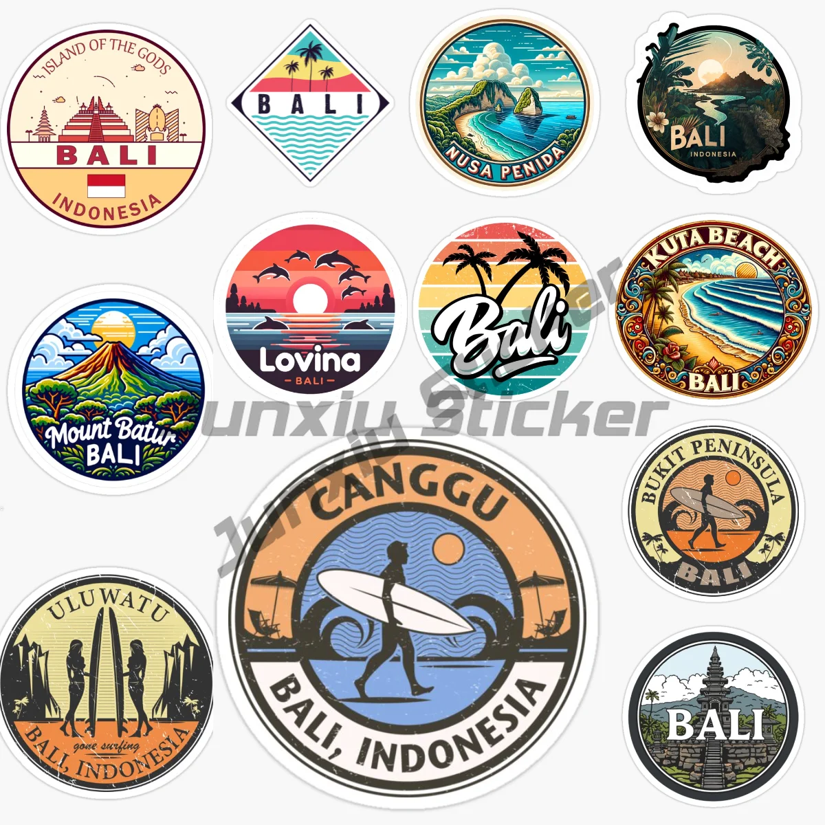 

BALI INDONESIA Beach Surfing Landscape Car Sticker Car Accessories Vinyl Waterproof Reflective for Car Pickup Decor Decals