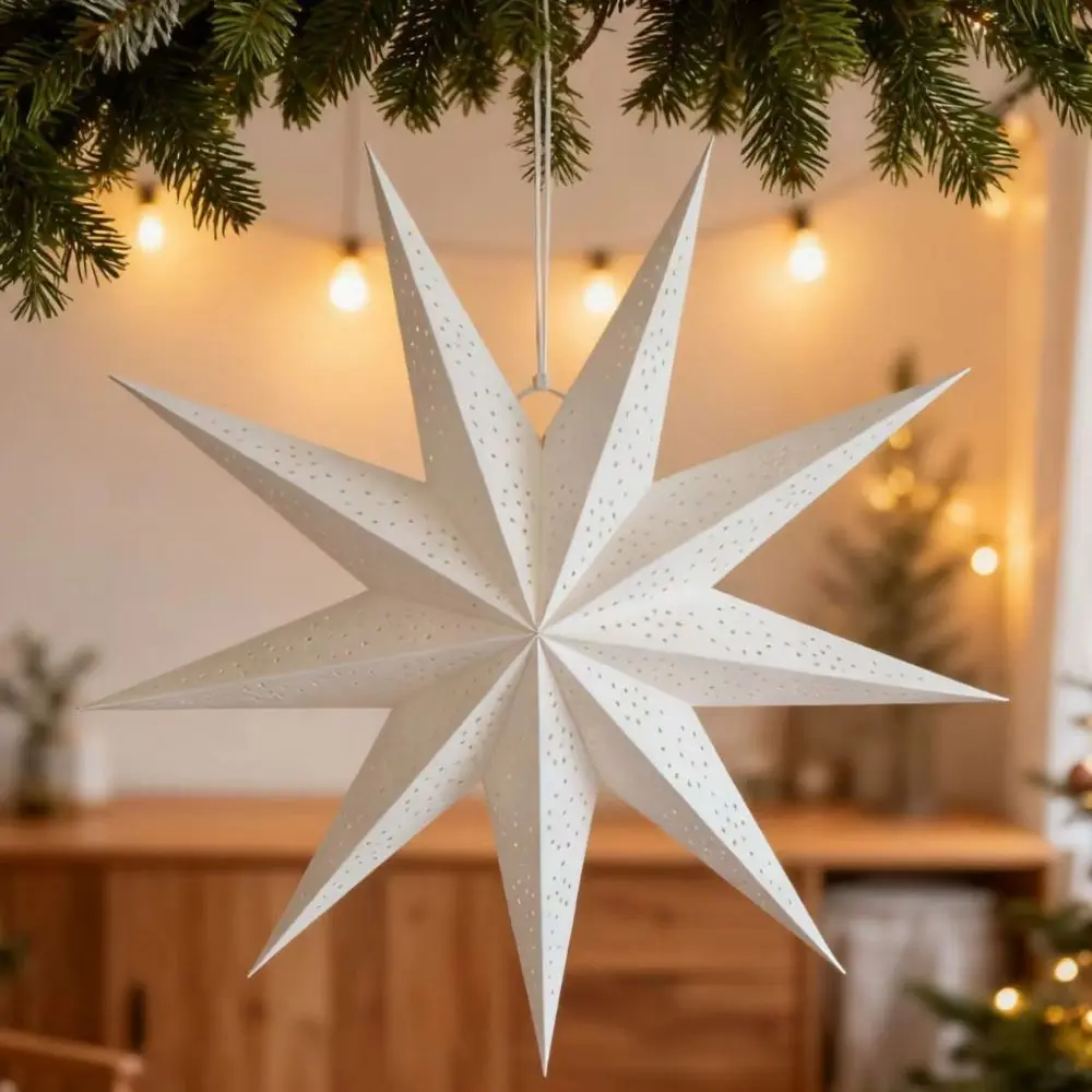 Hollow Out Christmas Hanging Decoration DIY Colorful Paper Star Pendant New Year Foldable Christmas Tree Ornament New Year