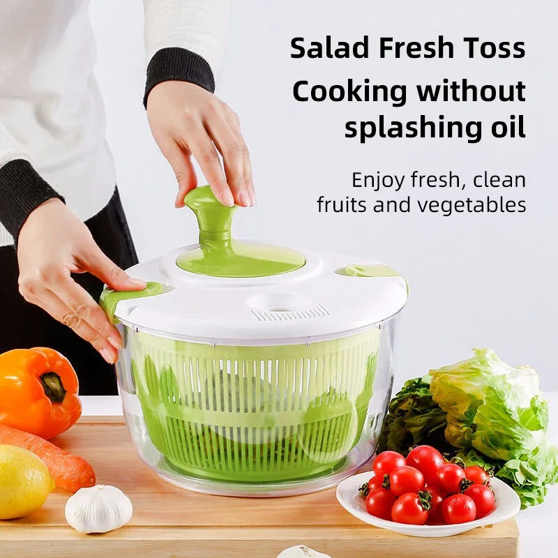 

5L Large Salad Spinner Multifunctional Salad Bowl Lettuce Fruit Vegetable Quick Washing Drying Drainer Tools Kitchen Gadgets