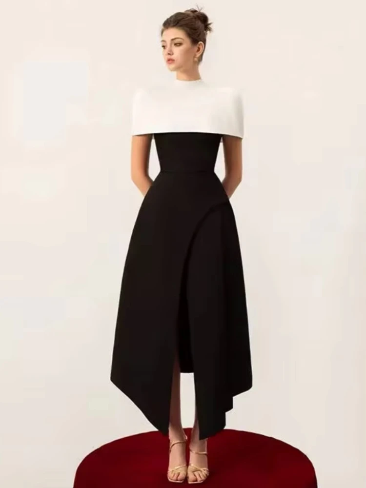 Sexy Straps Square Collar High Split Long Dress With White Shawl Women Sleeveless Irregular Slim Dresses Evening Party Gowns