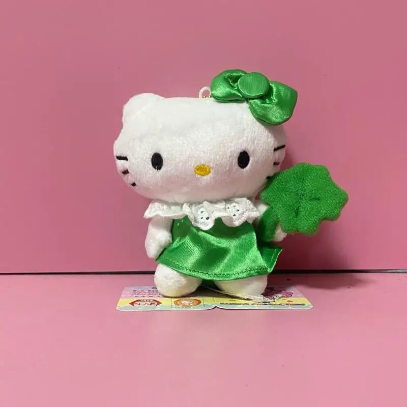 Hello Kitty Portachiavi in peluche Sanrio Cartoon Trifoglio Kt Gatto Peluche Ciondolo Peluche Anime Borsa periferica Cerniera Decorazione Regali