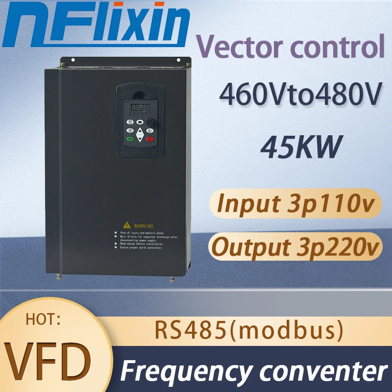 HOT SELL! 45KW VFD Variable Frequency Converter Inverter 3-Phase Input 460V-480V AC Drive for Fan/Pump Speed Controller