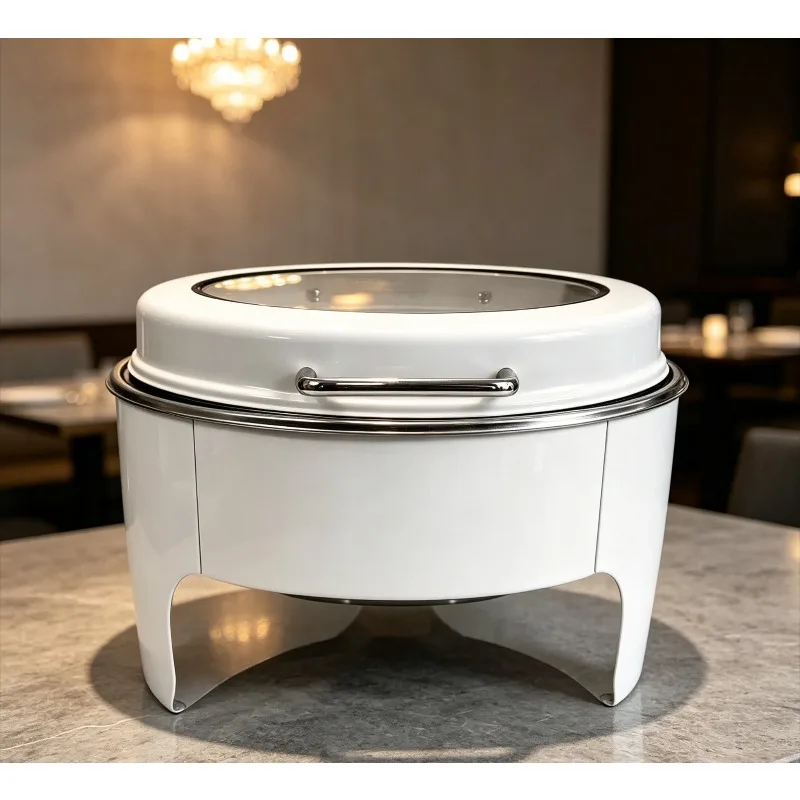 6L Stainless Steel Buffet Chafing Dish White Food Warmer Commercial Catering Insulation Set
