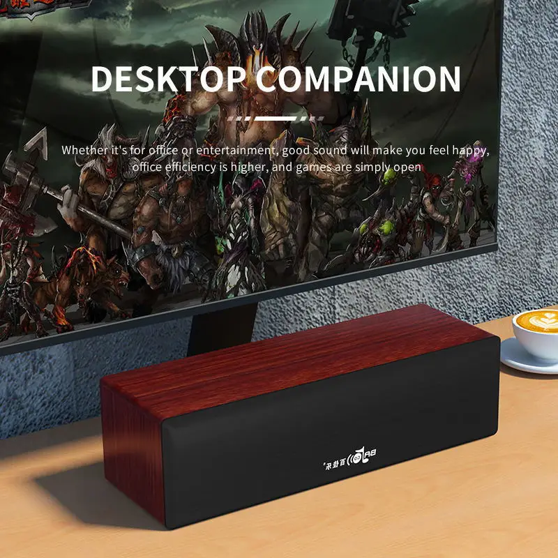 Home Desktop Sound System Subwoofer Heavy Bass Computer Wooden Sound Box Music Box Long Strip Caixa De Som Wired PC Speaker