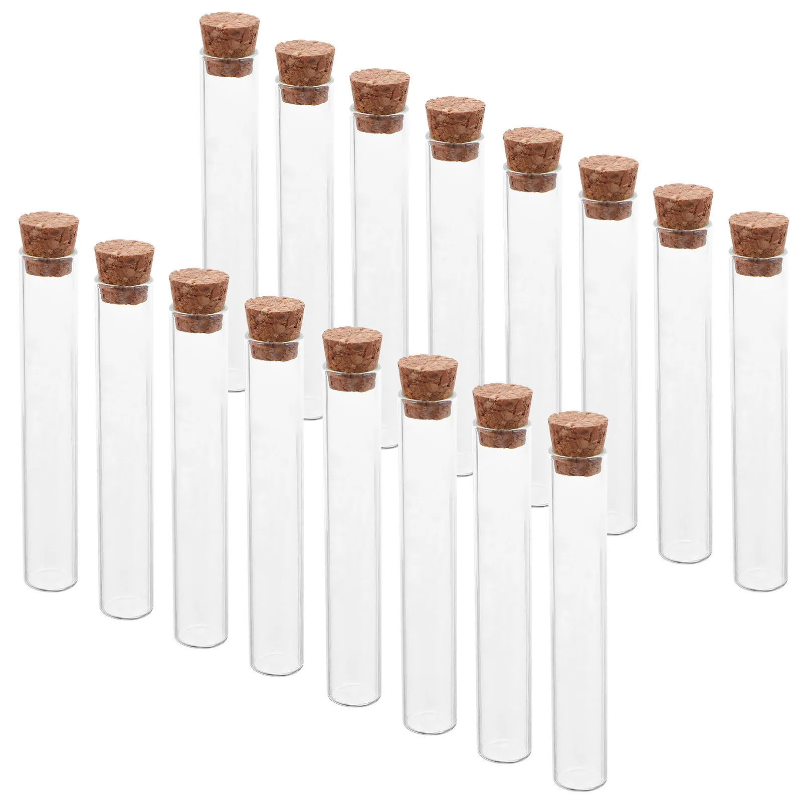 40Pcs Empty Refillable Mini Glass Test Tubes Flat Bottom Cork Lid for Incense Sticks Aroma Storage Home Office Decor Craft