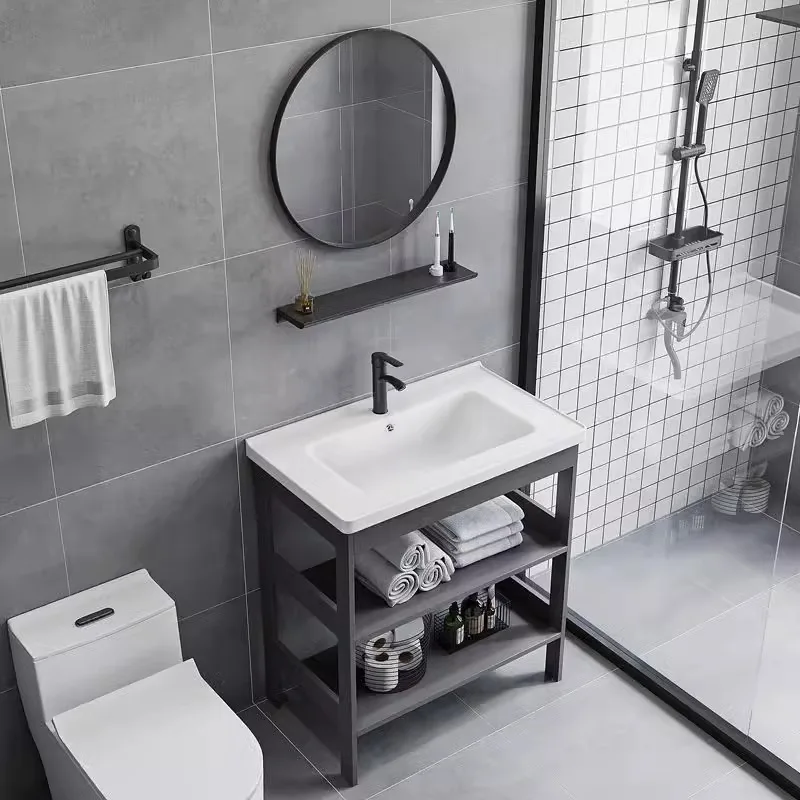

Small apartment floor-to-ceiling space aluminum wash basin cabinet combined bathroom wash