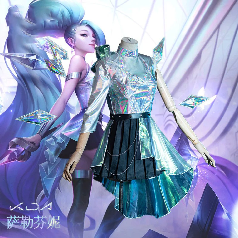 LOL Cosplay KDA Seraphine Costume avec perruque, All Out More, Costumes de performance, Robes, Jupe, Tenues, Tenues de scène imbibées, Rotterdam, Kling, 2020