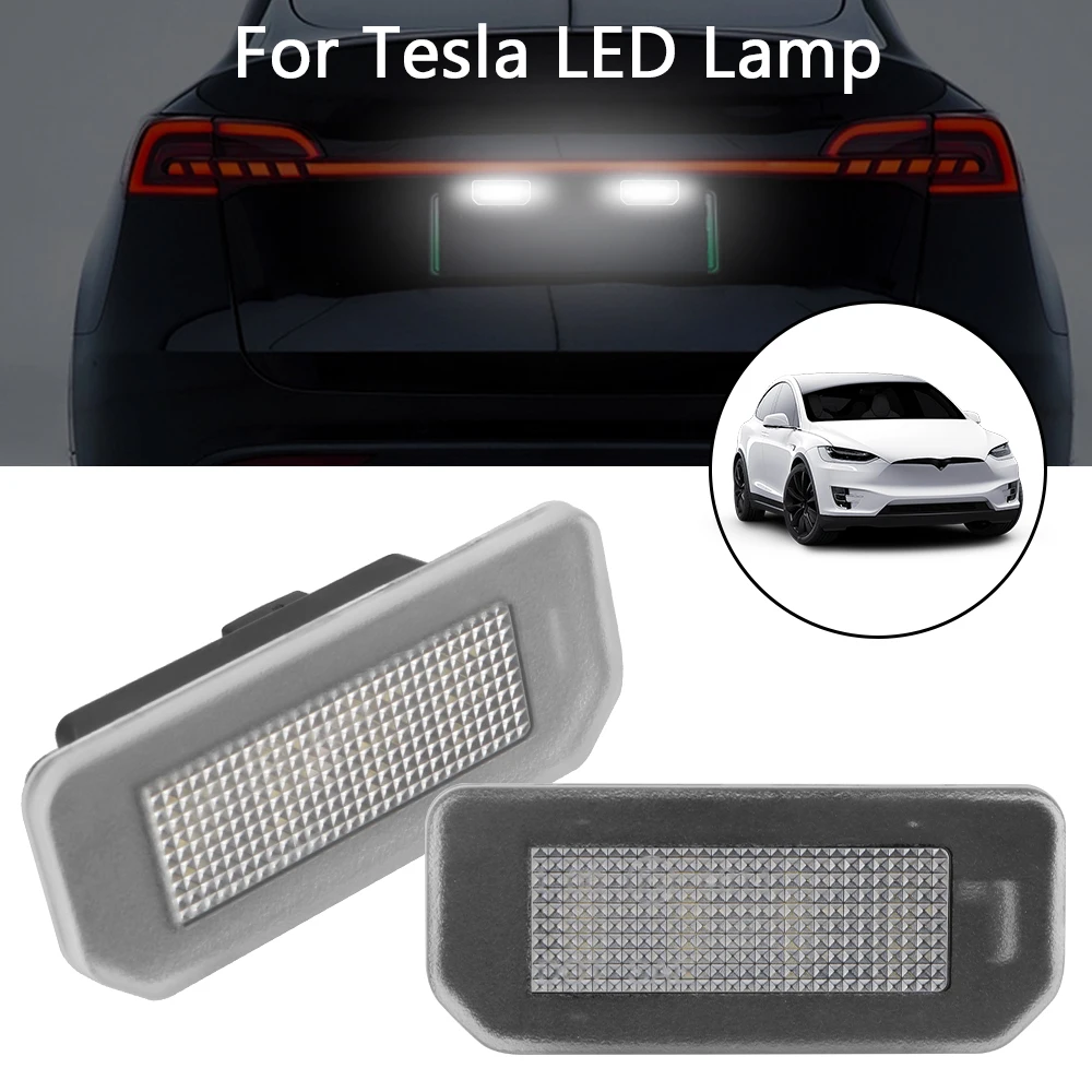 For Tesla Model 3 Model Y 2Pcs/Set Car Accessories Upgrade LED Lamp Accessories Car License Number Plate Lights 13.5V 5700K