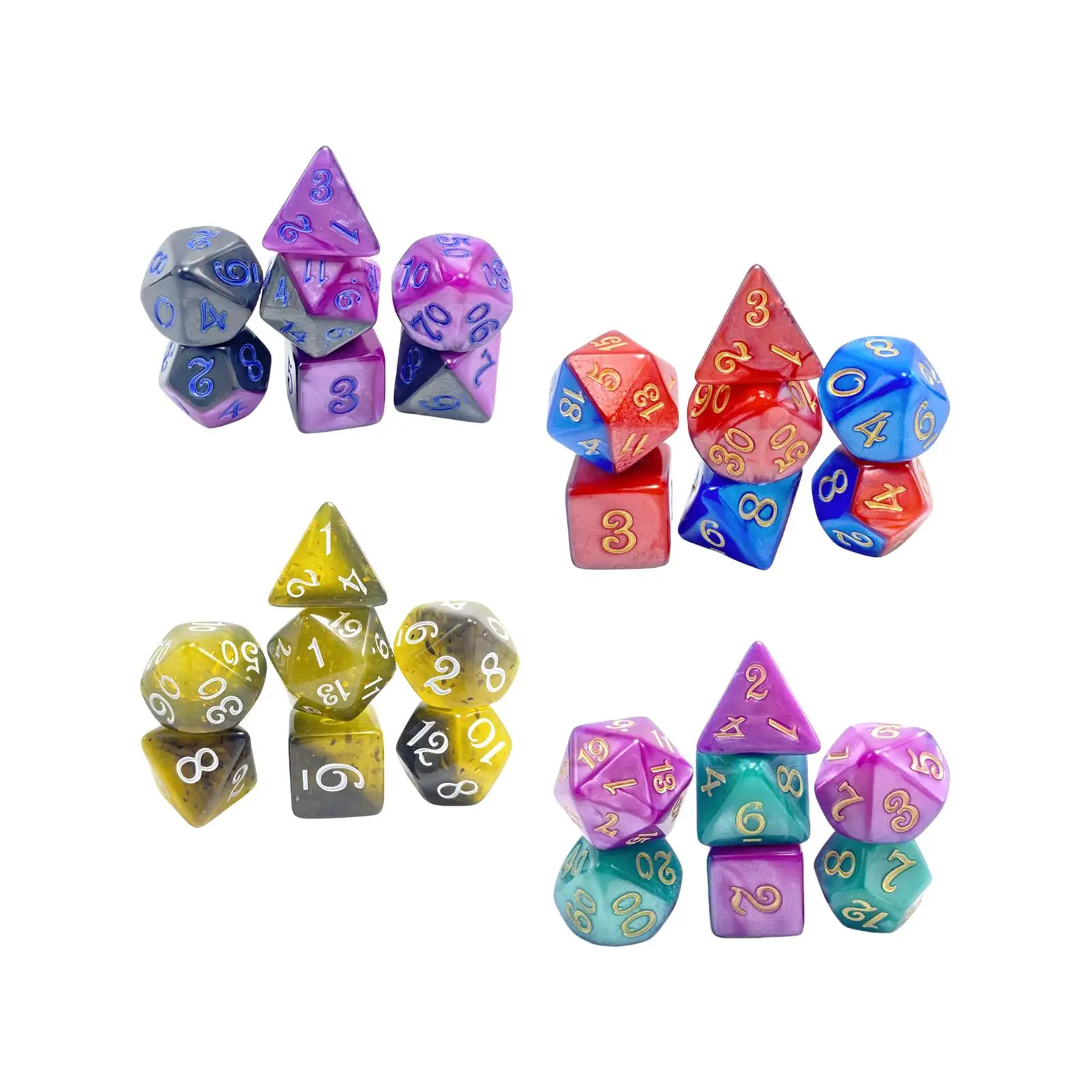 7x Polyhedral Dice D4 and D6 D8 D10 D12 D20 for Role Playing Games Party Favors