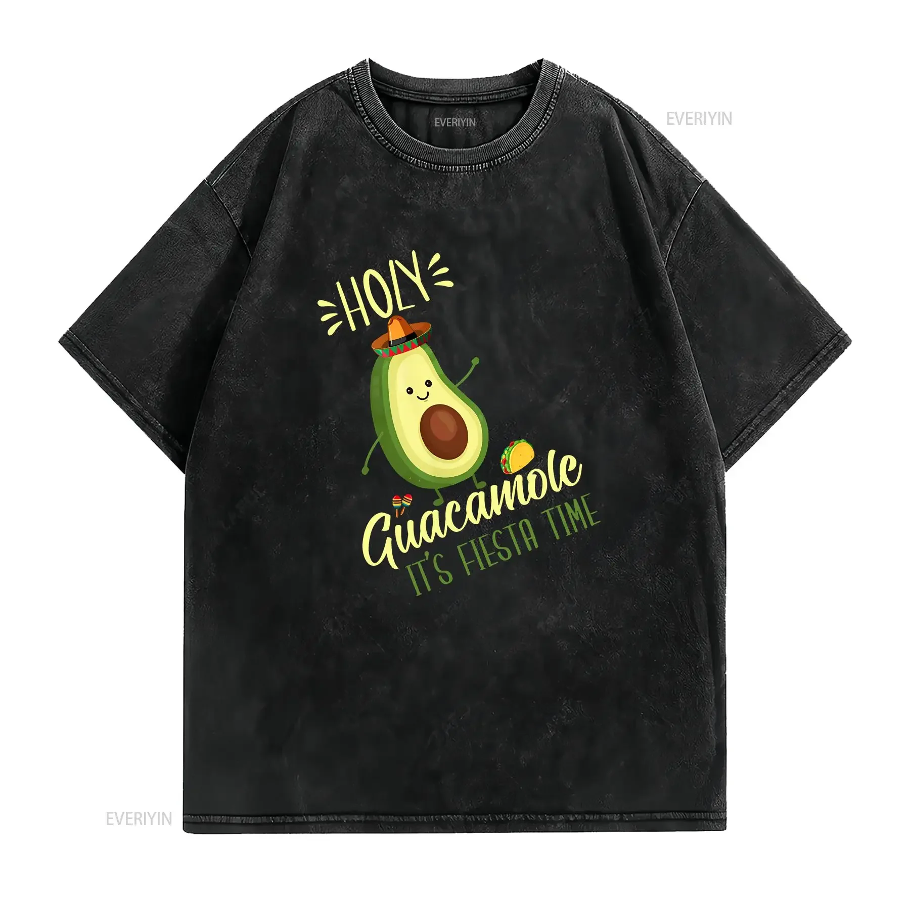 Cinco De Mayo T Shirt Holy Guacamole Mexican Adult Avacado Party Mens Ladies Vacation vintage Washed homme Casual fashion