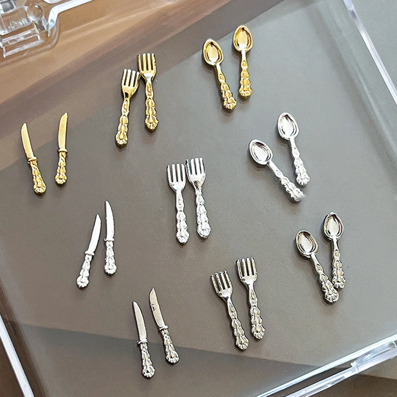 

10 шт. 3D Ложка Вилка Украшение для дизайна ногтей DIY Ремесло для акрилового украшения ногтей Золото Серебро Уникальная форма DIY Подвески Ювелирные изделия Маникюр