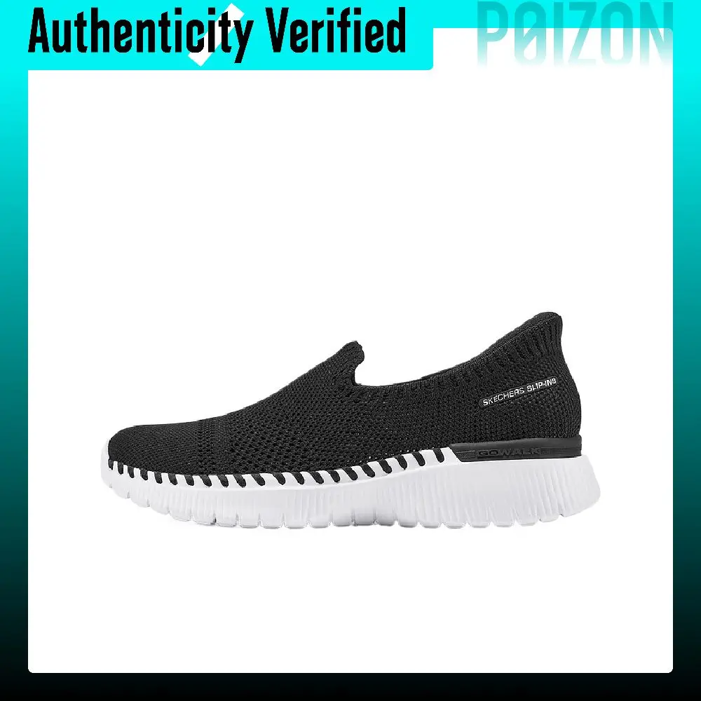 Skechers, zapatillas deportivas informales de mujer, modelo GO WALK, con tejido de malla, de caña baja, color negro, 124743-BKW.