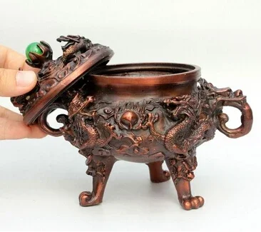 Copper Brass CHINESE crafts decor ation Asian      Copper incense burner decoration purple incense furnace kowloon home