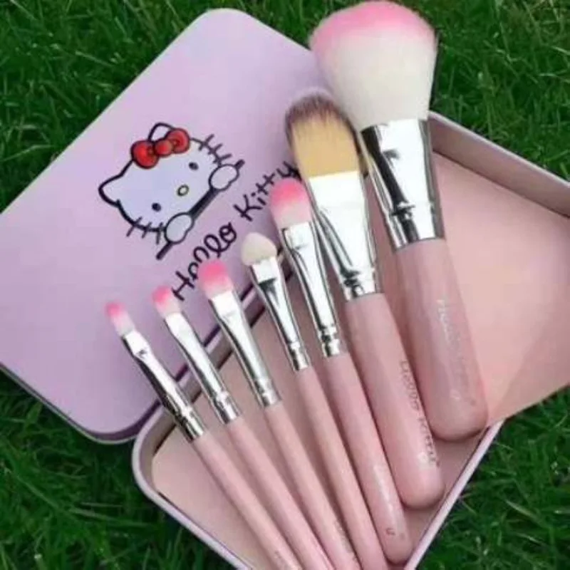 

7Pcs Set Makeup Brush Sanrio Anime Hello Kitty Multifunctional Cute Kawaii Girl Hellokitty Y2K Cosmetics Tool Storage Suit Gift