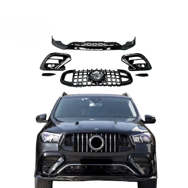 

W167 GLE B Kit for 2020+ W167 V167 GLE63 AMG Gloss Black Front Lip Bra Bus Car Grill Fog Grillcustom