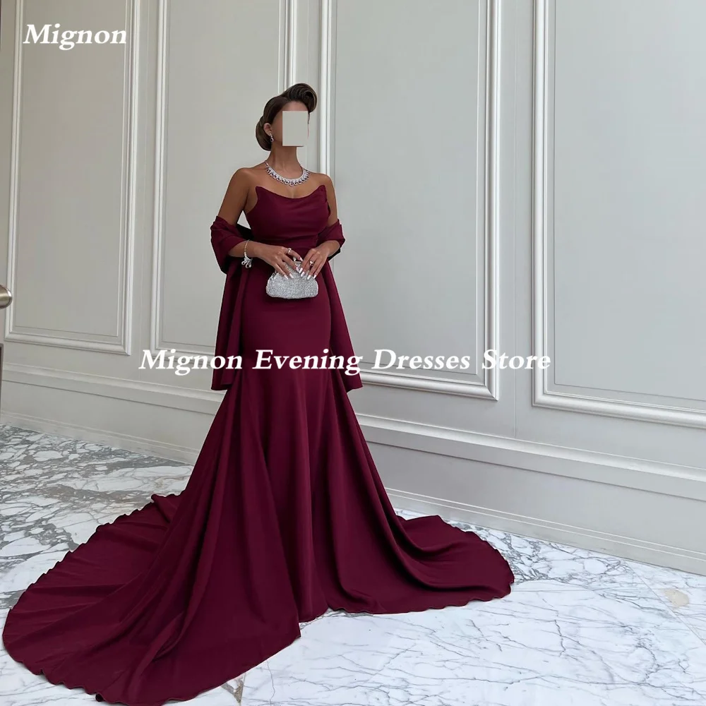 

Mignon Satin A-line Strapless Arab Ruffle Prom Gown Floor-length Saudi Elegant Formal Evening Party Dress for Women 2023