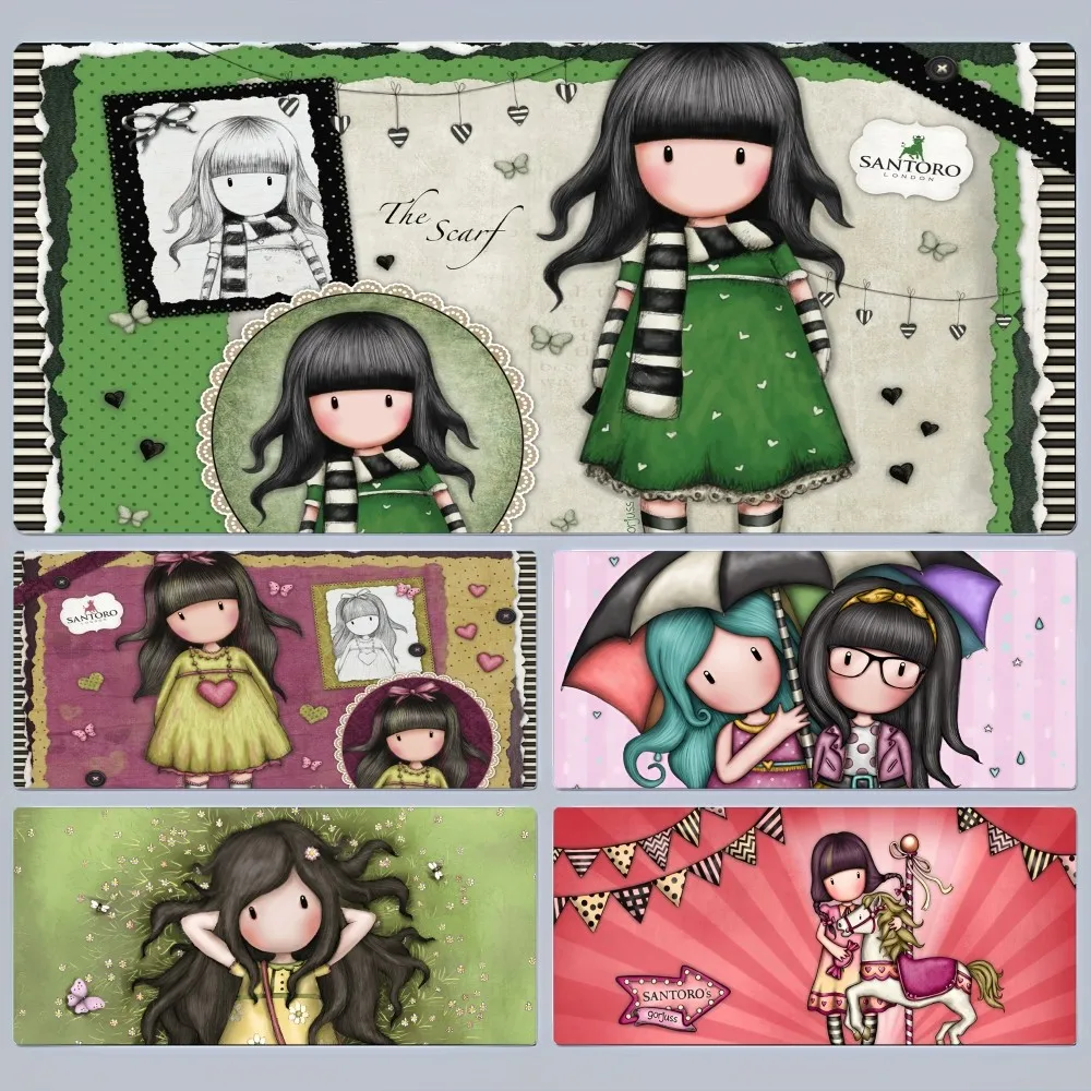 

S-Santoro-Gorjuss Cute Cartoon Girl Mousepad Rubber XXL Cartoon Anime Gaming Mouse Pad Keyboard Mouse Mats Desk Mat