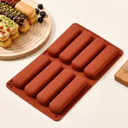8 Cavity Silicone Cake Mold Tiramisu Long finger biscuit mold Mousse Baking Tool DIY Homemade French Dessert Chocolate Bakeware