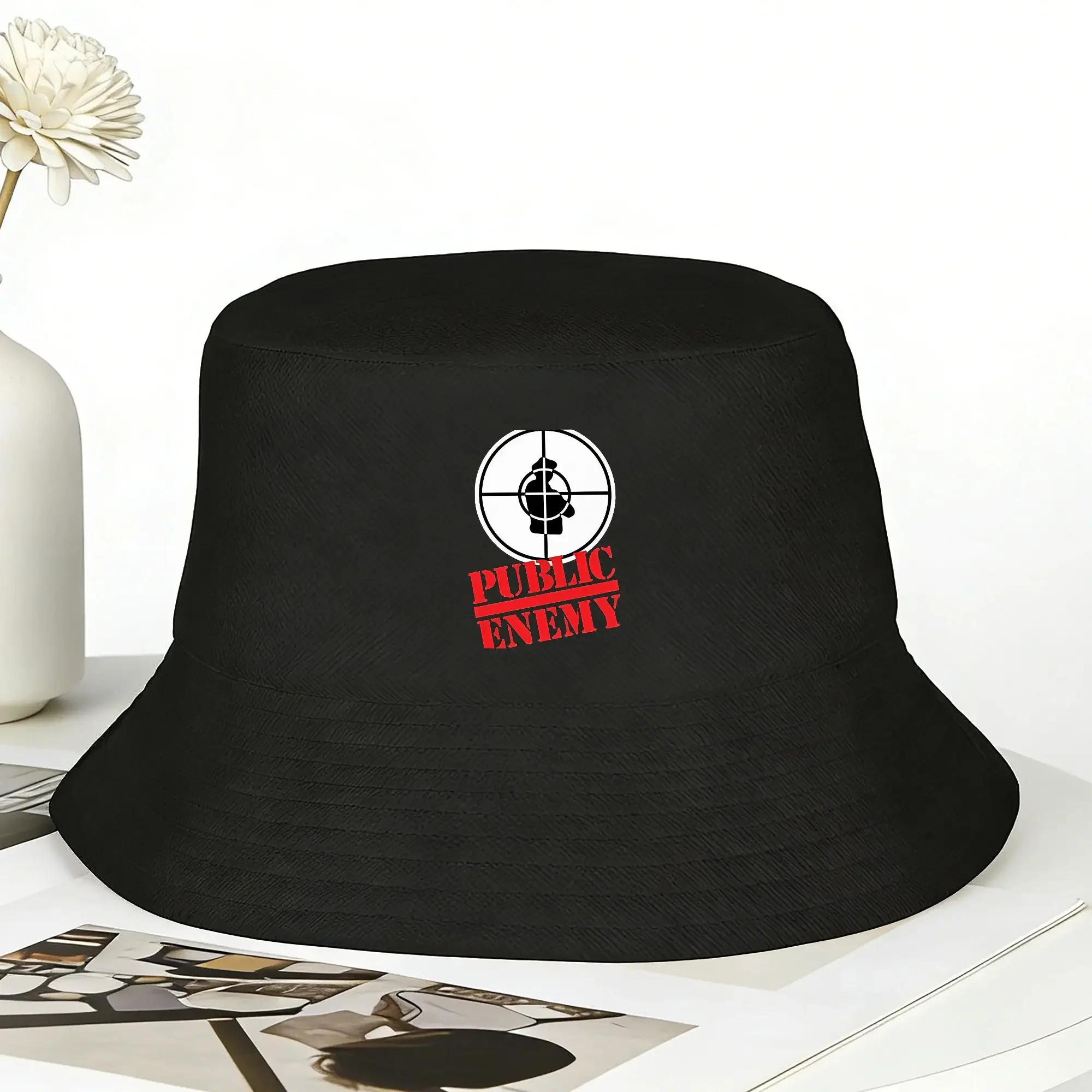 New US Rap Team Public Enemy  Bucket Hat For Men Women  Fisherman Hats Trendy Vacation Caps Personality Outdoor Custom Sun Hats