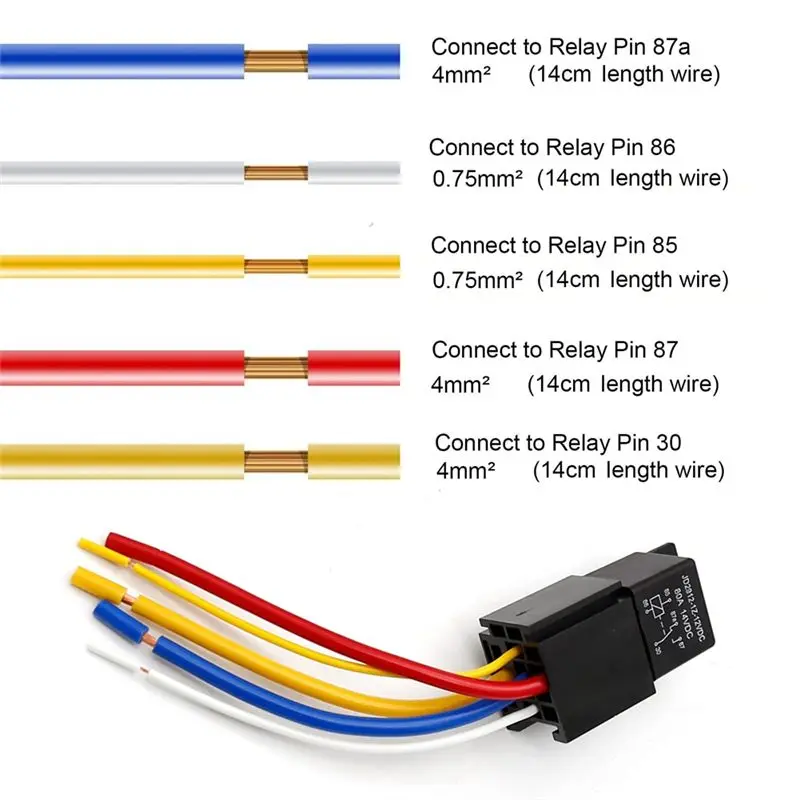 Rare Car Relay With Harness, 5Pin 80A Relay On/Off Normally Open SPDT Relay Socket Plug JD2912-1Z-12VDC 80A 14VDC Parts Accessor