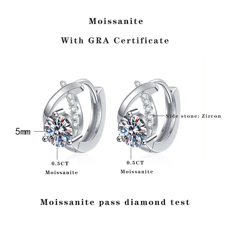 

Luxury Moissanite Earrings For Women S925 Silver Earring Anniversary Fine Jewelry With Gift Box