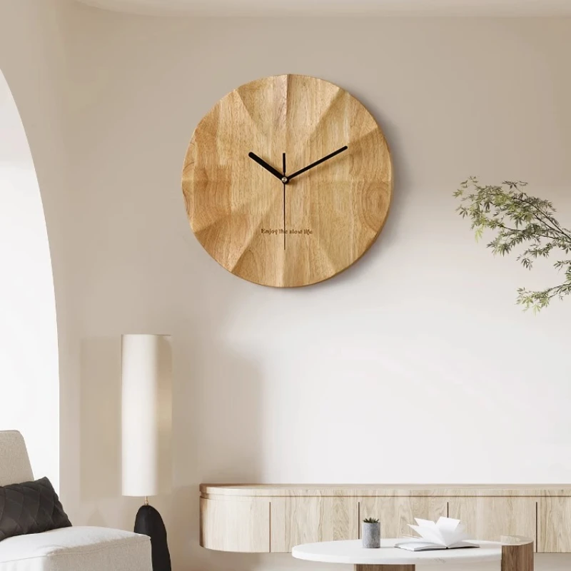 

Solid wood corner living room wall clock creative wall hanging wooden clock advanced sense log wind clock