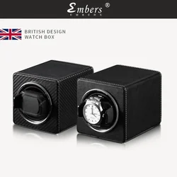 Embers Single Watch Winder Battery Wooden Shaker Watch Box Automatic Winder Storage Case Mabuchi Motro