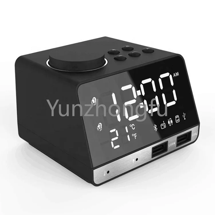 

Alarm Clock for Hotels Speaker Creative Digital Music Desk Clock Display Radio with Dual USB Support U Disk TF Card FM