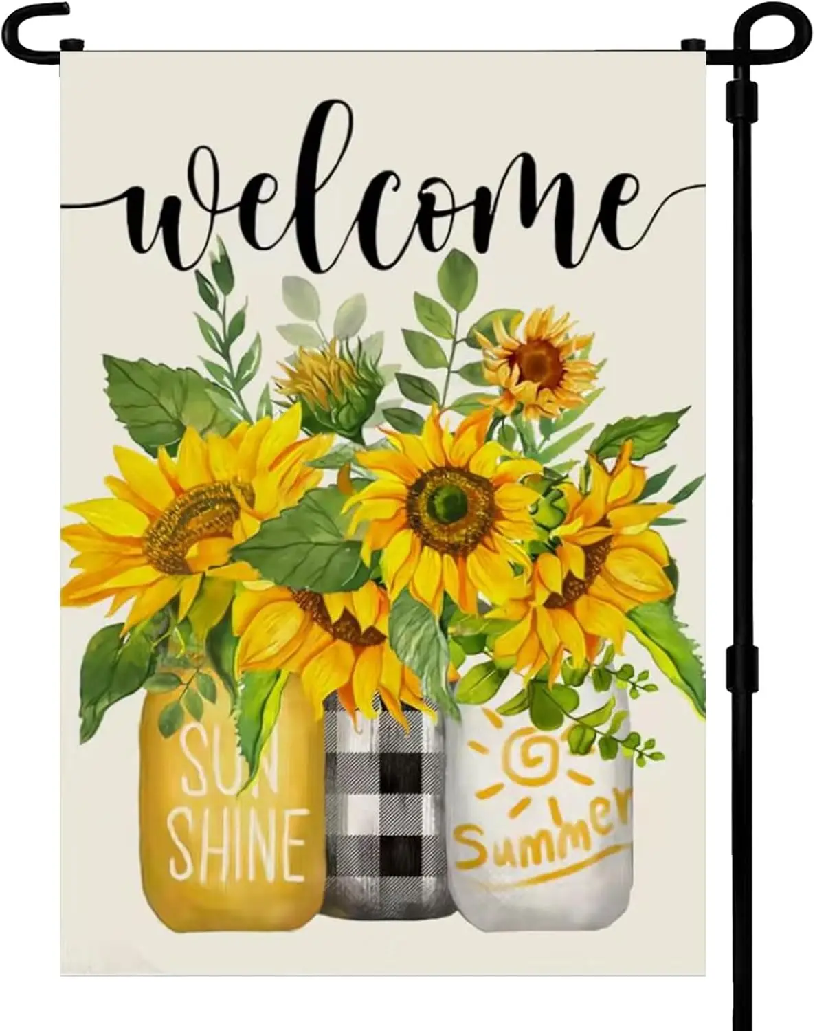 Welcome Summer Garden Flags 12x18 Inch -Double Sided Heavy Duty Small Summer Sunflower Yard Flags UV protection Fade Resista WWP