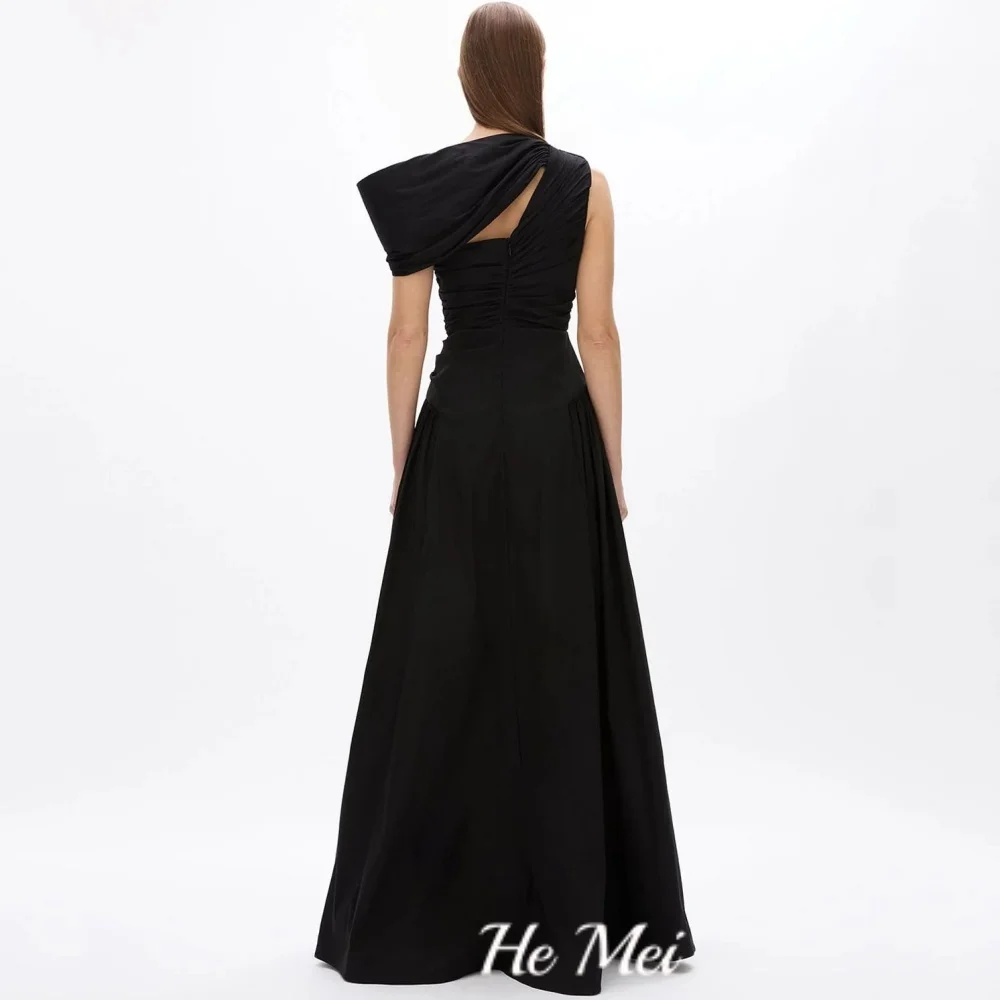 فستان سهرة أنيق مخصص على شكل حرف A بكتف واحد للحفلات فساتين حفلة موسيقية سوداء بسيطة مميزة فيستدو دي نوفيا #2