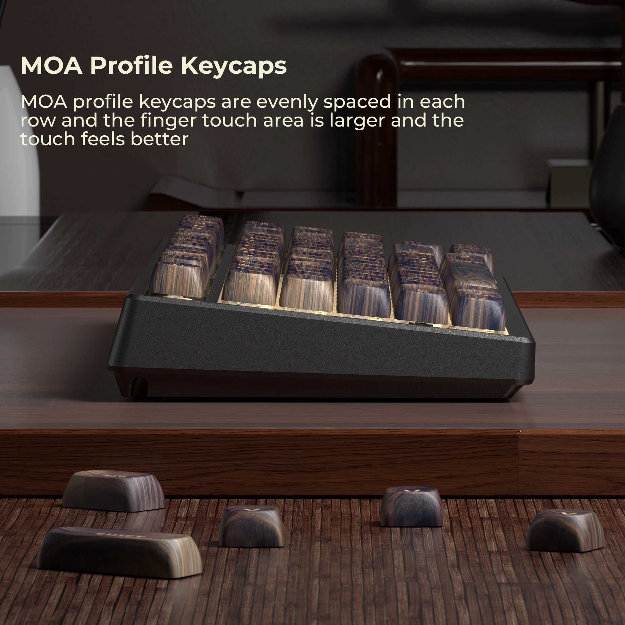 XVX MOA Profile Dark Walnut Wood Theme PBT Customs Dye Sub Keycaps for 61/87/104 Cherry MX Gaming Mechanical Keyboard 130 Keys