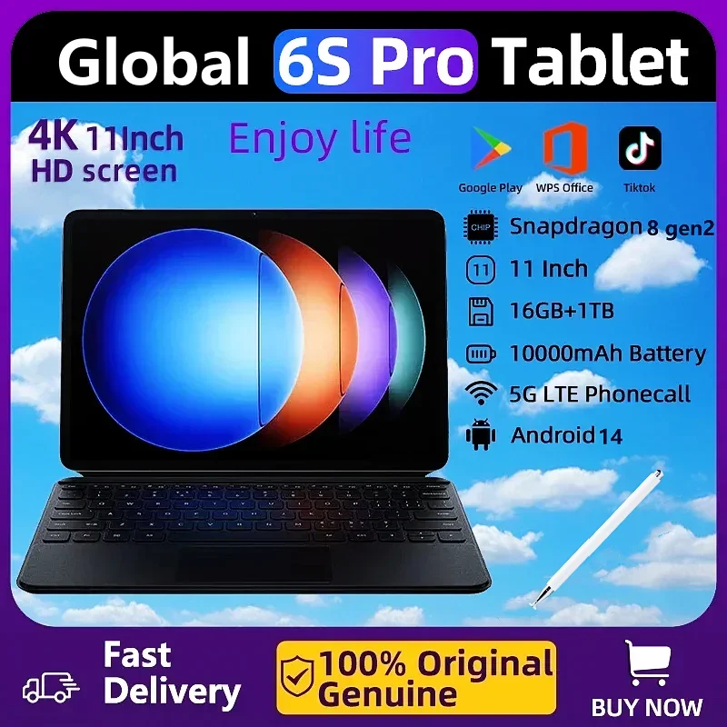 

2024 Global Version Mi Pad 6S Pro Tablet Android 16GB 1TB Dual SIM 10 Core WPS GPS Bluetooth 5G Network Phone Call Tablet PC