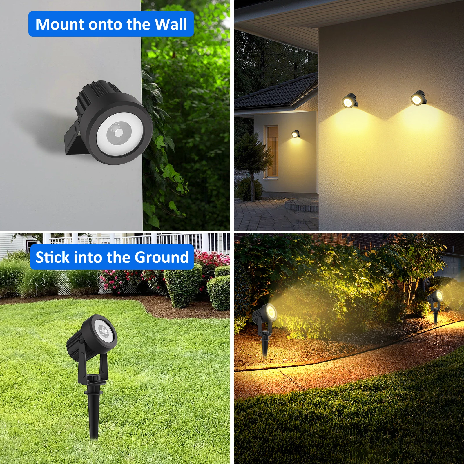 3000K Solar Lamp For Tree Outdoor Garden Decoration IP65 Waterproof 6 Warm Lights Yard Landscape Street Solar Wall Spotlight