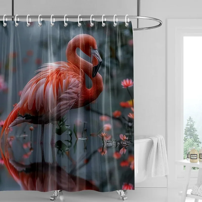 Home decoration shower curtains for bathroom waterproof curtain fabric Modern Nordic style Living Room amini flamingos nordic