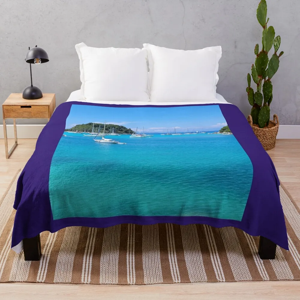 

Mediterranean Bliss: Paxos Coastal Photo Throw Blanket Softest Luxury St Plush Sofa Quilt Blankets