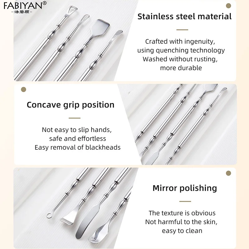 ダブルヘッドステンレス鋼ブラックヘッドリムーバーシャ​​ベルスキンケア女の子にきびにきび除去ツール鼻フェイシャルケアツール