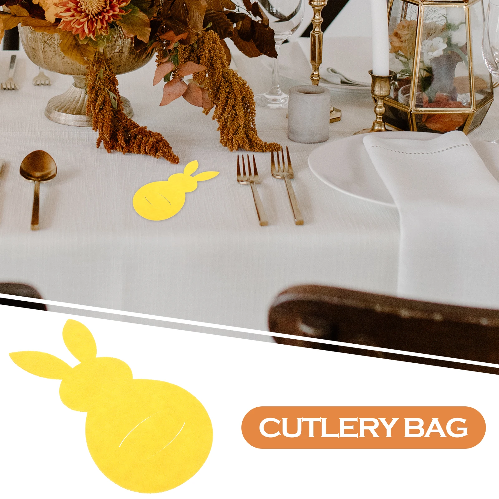 

4 Pcs Rabbit Cutlery Bag Pouch Set Shape Bags Bunny Utensil Cloth Adorable Tableware Fork