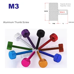 2/3/5Pcs M3 Aluminum Hand Tighten Thumb Screws Bolt DIY Computer Case Screw Knurled Flat Head Anodized Length 20 25 mm