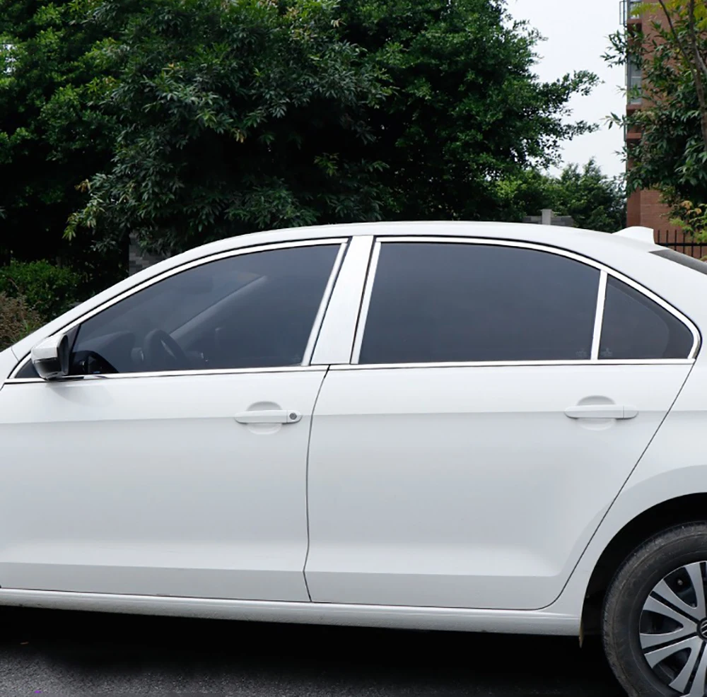 Exterior Car Mouldings For Skoda Rapid 2018 2019 2020 Stainless Steel Window Pillar Trim Cover Strips Sticker 8Pcs/Set
