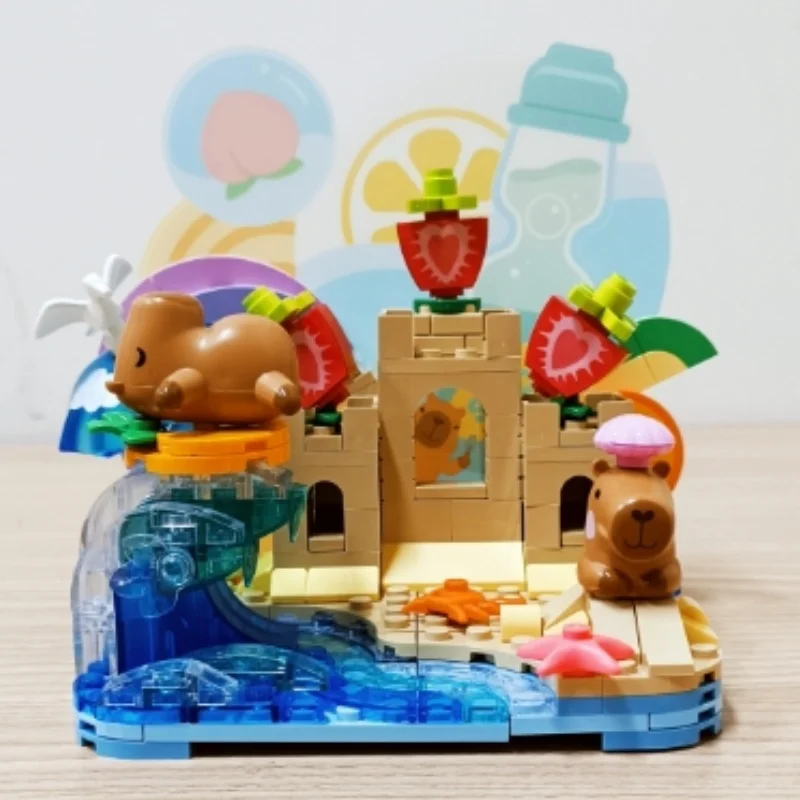 Genuine JAKI Capybara Building Blocks Hot Spring Camping Desktop Decoration Puzzle Assembling Model Toys Birthday Gift