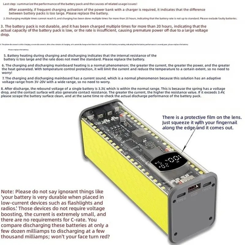 PD 100W Fast Charge Power Bank Case 8-Cells Solder-Free 21700 Battery Shell Kit DC Voltage Adjustable With Bright